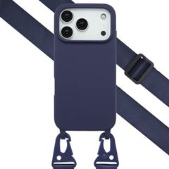 Selencia Siliconen hoesje met afneembaar koord Apple iPhone 17 Pro - Donkerblauw