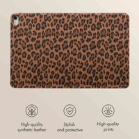 Selencia Sabi Bookcase with Leopard Print Apple iPad 11 (2025) 11 inch A16 / iPad 10 (2022) 10.9 inch - Mocha Brown