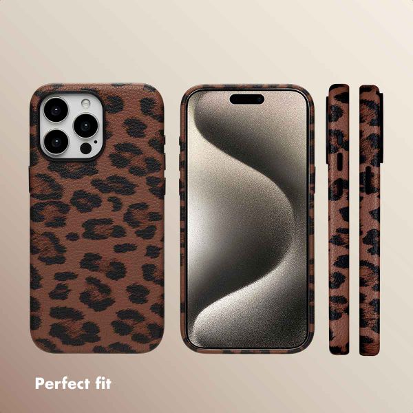 Selencia Sabi Back Cover Panther Print with MagSafe Apple iPhone 15 Pro Max - Mocha Brown