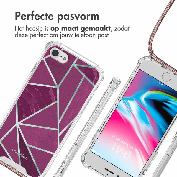 imoshion Design hoesje met koord Apple iPhone SE (2022 / 2020) / 8 / 7 - Bordeaux Graphic