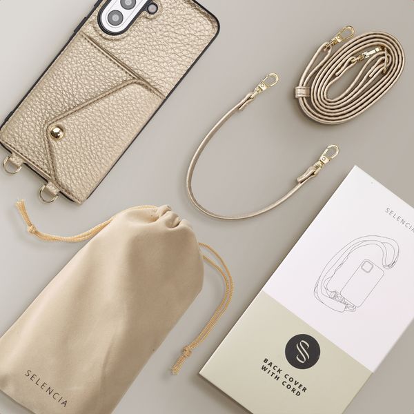 Selencia Sera Telefoonhoes met Koord en Envelop Pashouder Samsung Galaxy A57 (5G) - Champagne