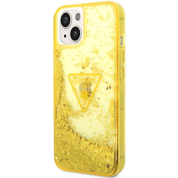 Guess Liquid Glitter Backcover iPhone 14 - Geel