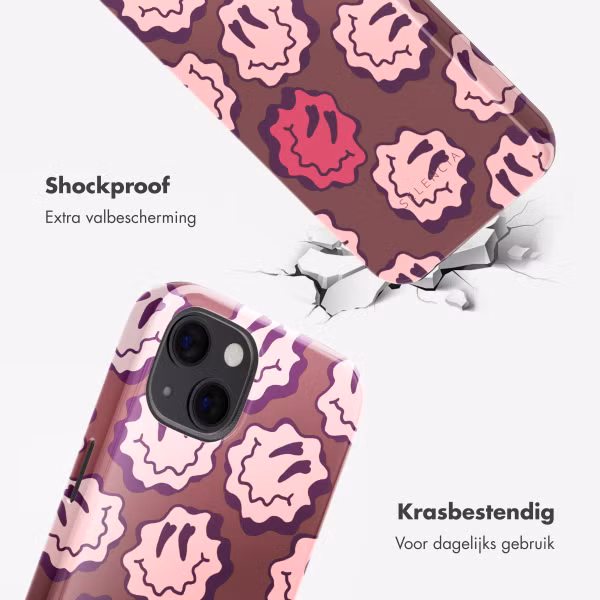Selencia Vivid Backcover met MagSafe Apple iPhone 13 - Wavy Smiley Pink