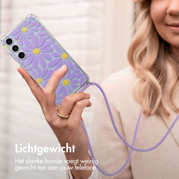 imoshion Design hoesje met koord Samsung Galaxy A55 - Tropical Violet Flowers Connect