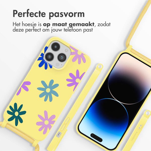 imoshion Siliconen design hoesje met koord Apple iPhone 14 Pro - Yellow Flower Distance