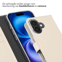 Selencia Echt Lederen Bookcase iPhone 16 - Greige