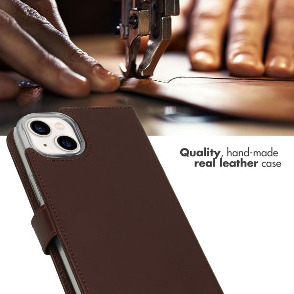 Selencia Genuine Leather Book Case Apple iPhone 14 Plus - Brown