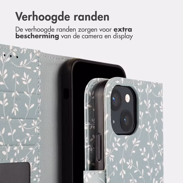 imoshion Design Bookcase Apple iPhone 13 - Smoke Green Flowers
