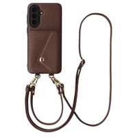 Selencia Sera Telefoonhoes met Koord en Envelop Pashouder Samsung Galaxy A57 (5G) - Chocolate Brown