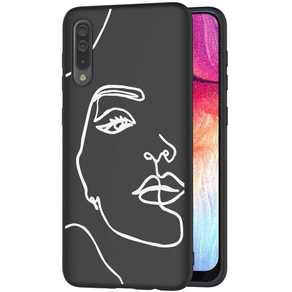 imoshion Design hoesje Galaxy A50 / A30s - Abstract Gezicht - Wit