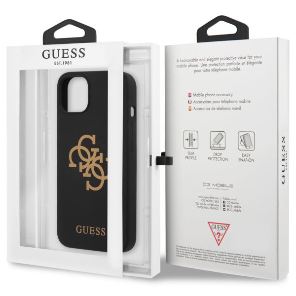 Guess 4G Logo Silicone Backcover iPhone 13 Mini - Zwart