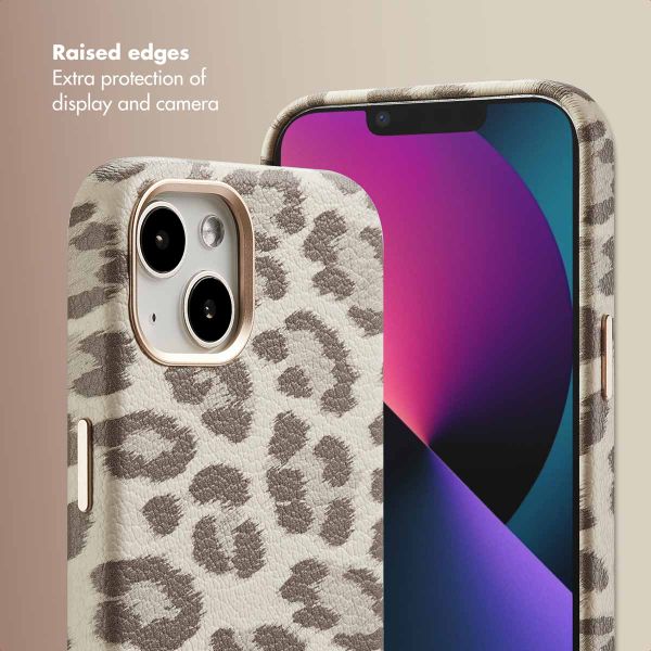 Selencia Sabi Back Cover Panther Print with MagSafe Apple iPhone 13 - Soft Ivory