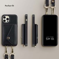 Selencia Sera Phone Case with Cord and Envelope Card Holder Apple iPhone 12 (Pro) - Black