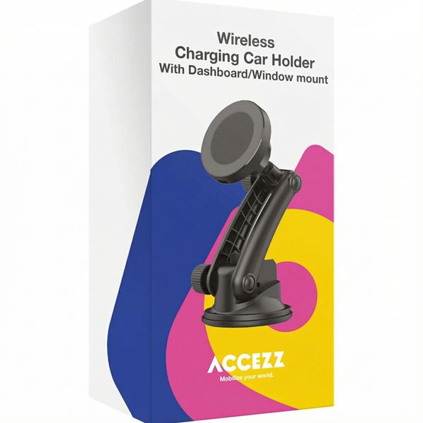 Accezz Telefoonhouder auto met MagSafe - Draadloze oplader - Dashboard en voorruit - Zwart