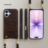 Selencia Nova Croco Phone Case with Cord and Card Holder Apple iPhone 17 - Choco Brown