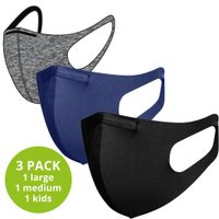 Blackspade Familie pack wasbaar mondkapje - Large, Medium & Kids