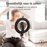 imoshion 3 in 1 Pro Bluetooth Selfie Stick + Tripod + 6 inch Ring Fill Light - Ringlamp telefoon - Selfie stick bluetooth - Ringlight met statief - Verstelbaar - Zwart