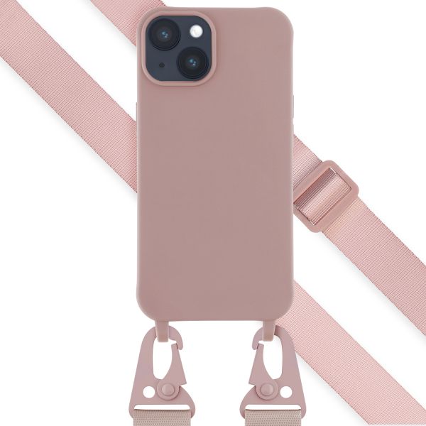 Selencia Siliconen hoesje met afneembaar koord iPhone 14 - Sand Pink