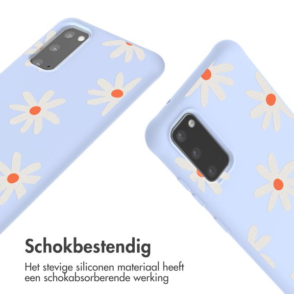 imoshion Siliconen design hoesje met koord Samsung Galaxy S20 - Lila Flower Distance