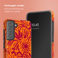 Selencia Vivid Tough Backcover Samsung Galaxy S21 FE - Tropical Vibes Apricot