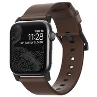 Nomad Modern Band van leder Apple Watch Series 1 t/m 9 / SE (38/40/41 mm) | Series 10 (42 mm) - Bruin/Zwart