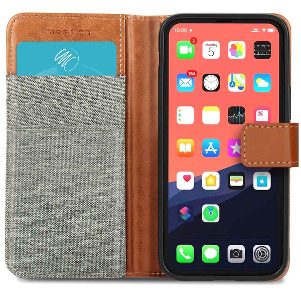 imoshion Luxe Canvas Bookcase iPhone 13 Pro - Grijs