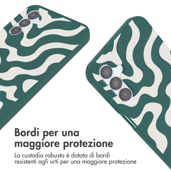 imoshion Siliconen design hoesje met koord Samsung Galaxy A15 (5G/4G) - Petrol Green Groovy