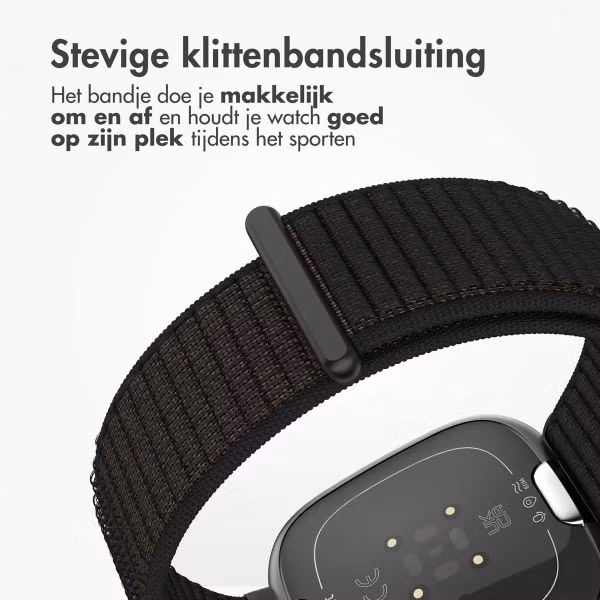 imoshion Nylon bandje Fitbit Versa 4/ 3 / Sense (2) - Zwart