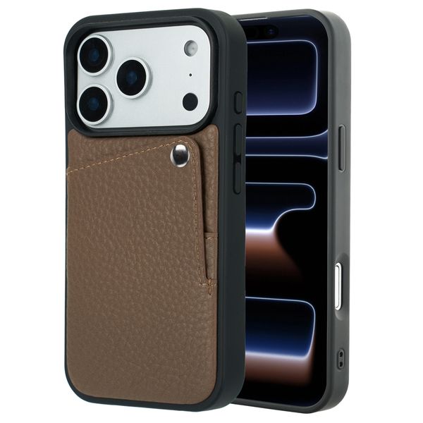 Selencia Riva Backcover met Pashouder Apple iPhone 17 Pro - Mocha Brown