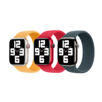 Apple 3 Pack Gevlochten solobandje voor de Apple Watch | 44/45/46/49 mm - Maat 8 - Maize/ (PRODUCT)RED/ Lake Green