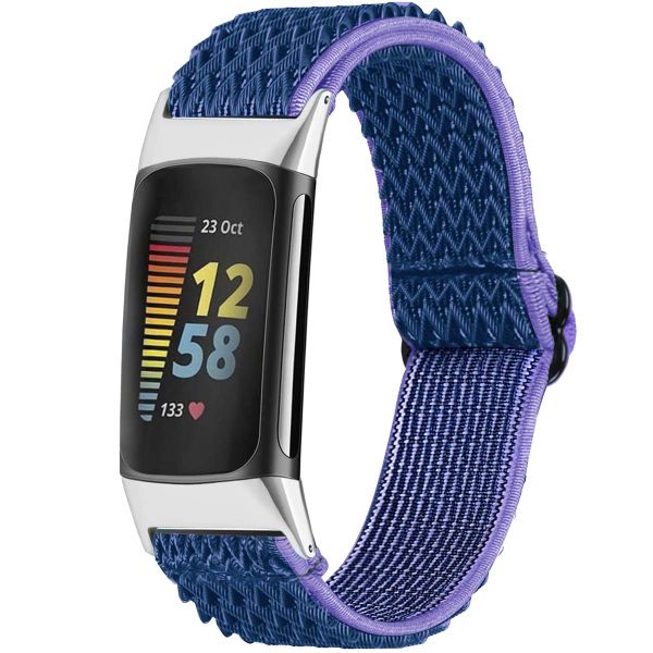 imoshion Elastisch nylon bandje Fitbit Charge 5 / Charge 6 - Donkerblauw