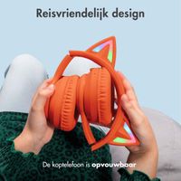 imoshion Draadloze Kinderkoptelefoon LED Light Cat Ear - Decibelbegrenzer - Met AUX kabel - Oranje