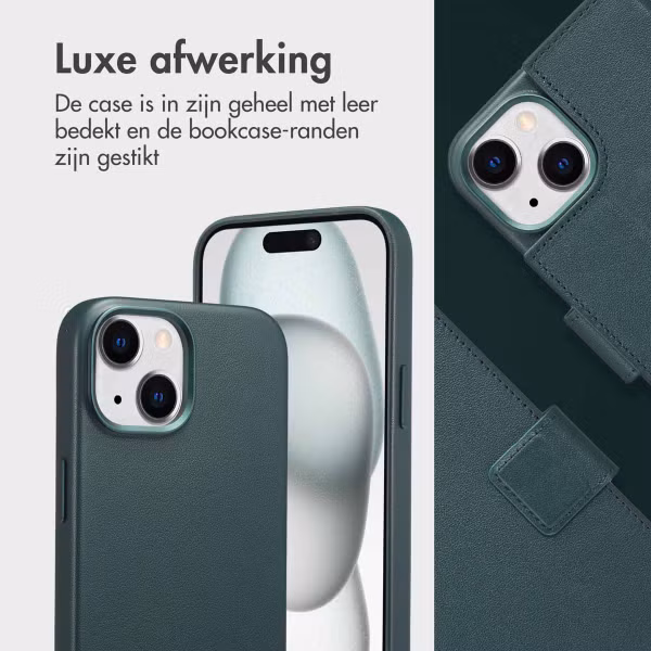 Accezz Leather Bookcase 2-in-1 met MagSafe Apple iPhone 15 - Cedar Green