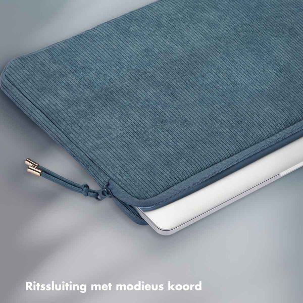 Selencia Corduroy Laptop hoes 13-14 inch - Laptopsleeve - Slate Blue