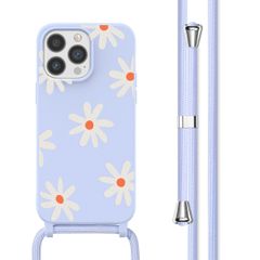 imoshion Siliconen design hoesje met koord Apple iPhone 13 Pro - Lila Flower Distance