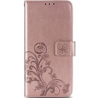 Klavertje Bloemen Bookcase Samsung Galaxy A21s - Rosé Goud