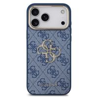 Guess 4G Metal Logo Backcover Apple iPhone 17 Pro - Gold Edge - Blue