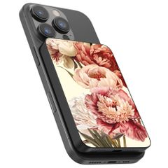 Selencia Vivid Powerbank 5.000 mAh - Draadloze Powerbank - Geschikt voor MagSafe en Qi - Black / Vintage Peony