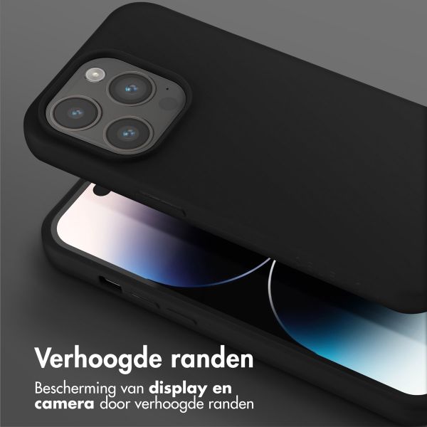 Selencia Siliconen hoesje met afneembaar koord Apple iPhone 14 Pro - Zwart