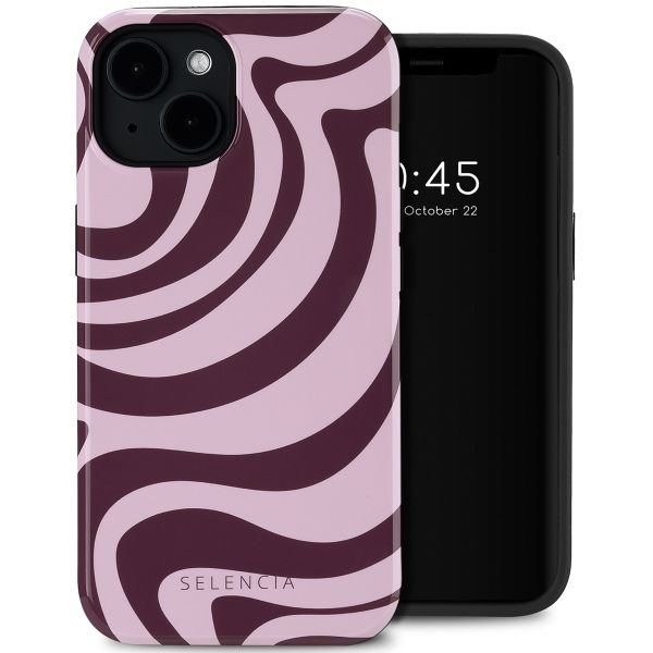 Selencia Vivid Tough Backcover met MagSafe iPhone 14 - Wavy Swirl Pink Plum