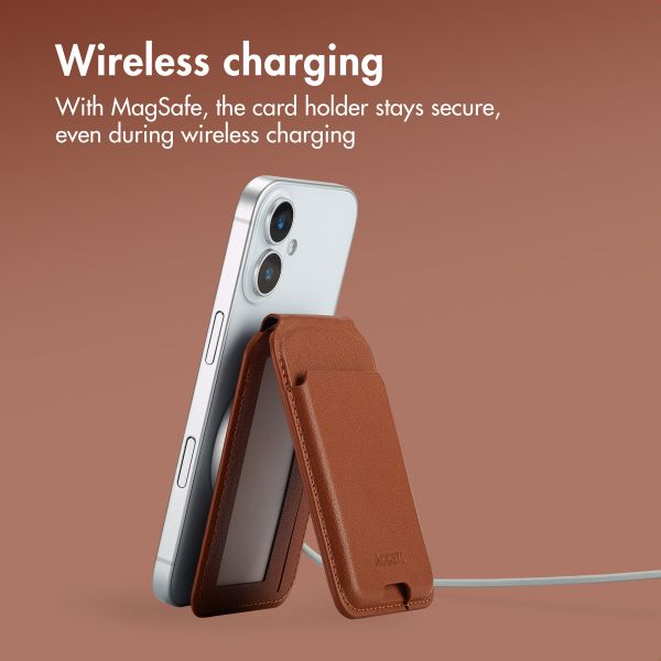 Accezz Leather Wallet with Stand - Compatible with MagSafe and Qi2 - Sienna Brown