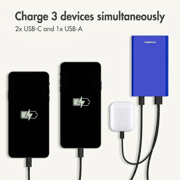 imoshion Ultra Series Aluminium Powerbank 20,000 mAh - Quick Charge and Power Delivery - Cobalt Blue