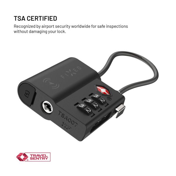 Fixed Tag Lock met Apple Find My Support - TSA reisslot voor de koffer - Zwart