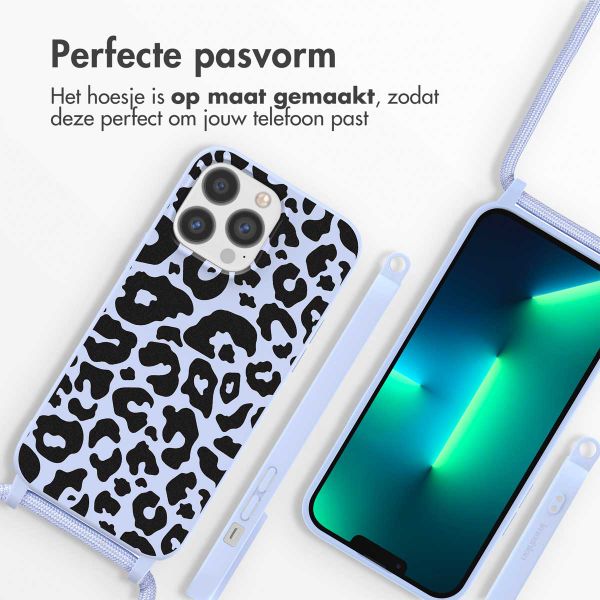 imoshion Siliconen design hoesje met koord Apple iPhone 13 Pro - Animal Lila