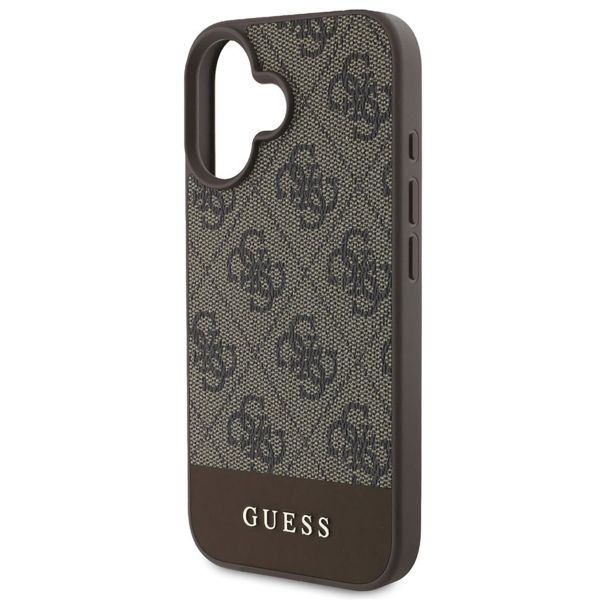 Guess Bottom Stripe 4G Backcover iPhone 16 - Bruin