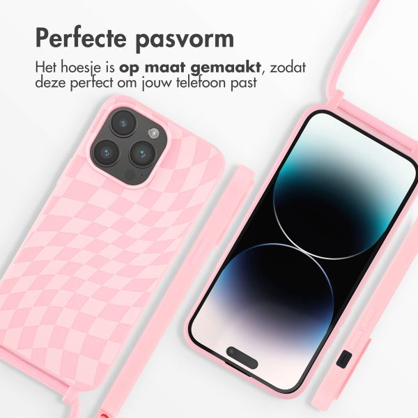 imoshion Siliconen design hoesje met koord iPhone 14 Pro Max - Retro Pink