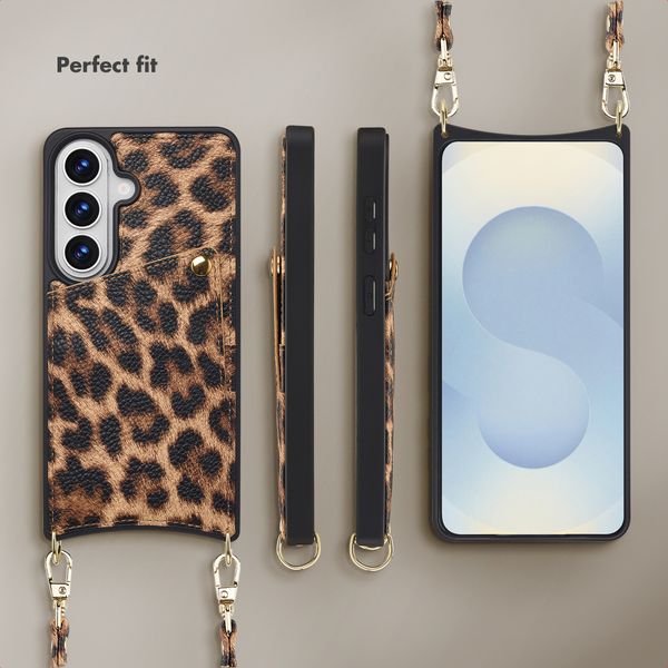 Selencia Nova Phone Case with Cord and Card Holder Samsung Galaxy S26 - Leopard