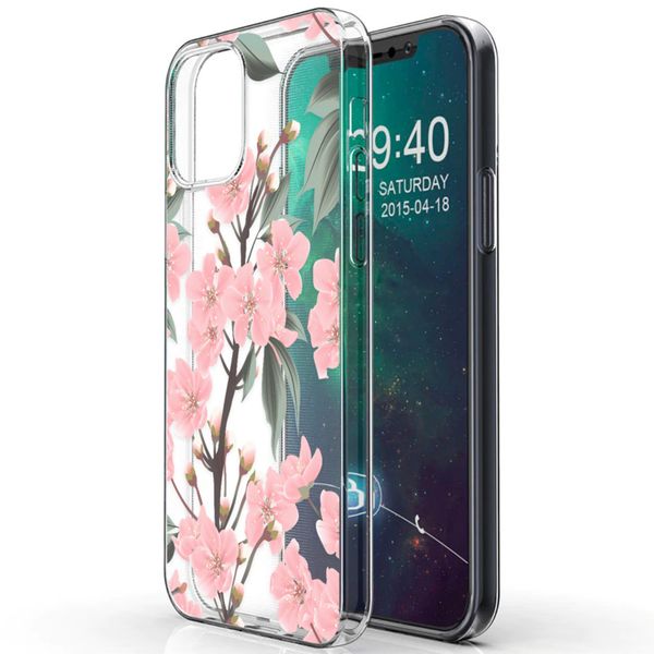 imoshion Design hoesje iPhone 12 (Pro) - Bloem - Roze / Groen