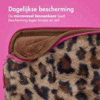 imoshion Fluffy Laptop hoes 13-14 inch - Laptopsleeve - Leopard Pink
