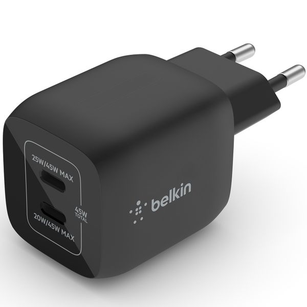 Belkin Boost↑Charge™ GaN Pro Adapter 2 poorts - USB-C - 45W - Zwart